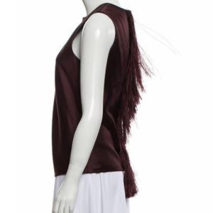 Alexander Wang fringe frayed zip top size 4 burgundy/ eggplant / brown blouse